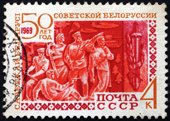 Postage stamp Russia 1969 Partisans and Sword