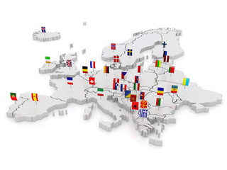 three-dimensional map of Europe.