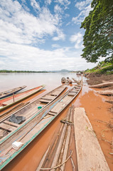 Fototapeta premium local Long tail boat in mekong river ,Thailand