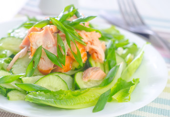 salad with salmon and cucumber