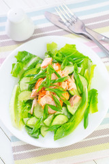 salad with salmon and cucumber