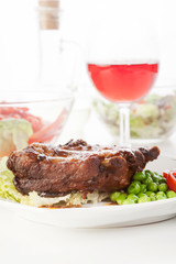 Pork spareribs on plate