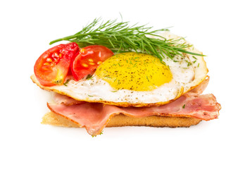 Sandwich with a fried egg and bacon