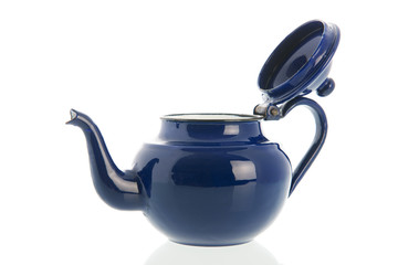 Blue enamel tea pot