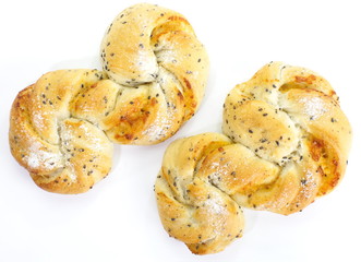 Homemade pastry filled with cheese and saseme