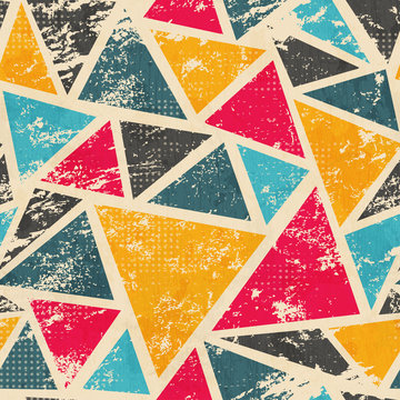 grunge colored triangle seamless pattern © gudinny
