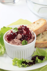 Smooth pate with cranberry sauce