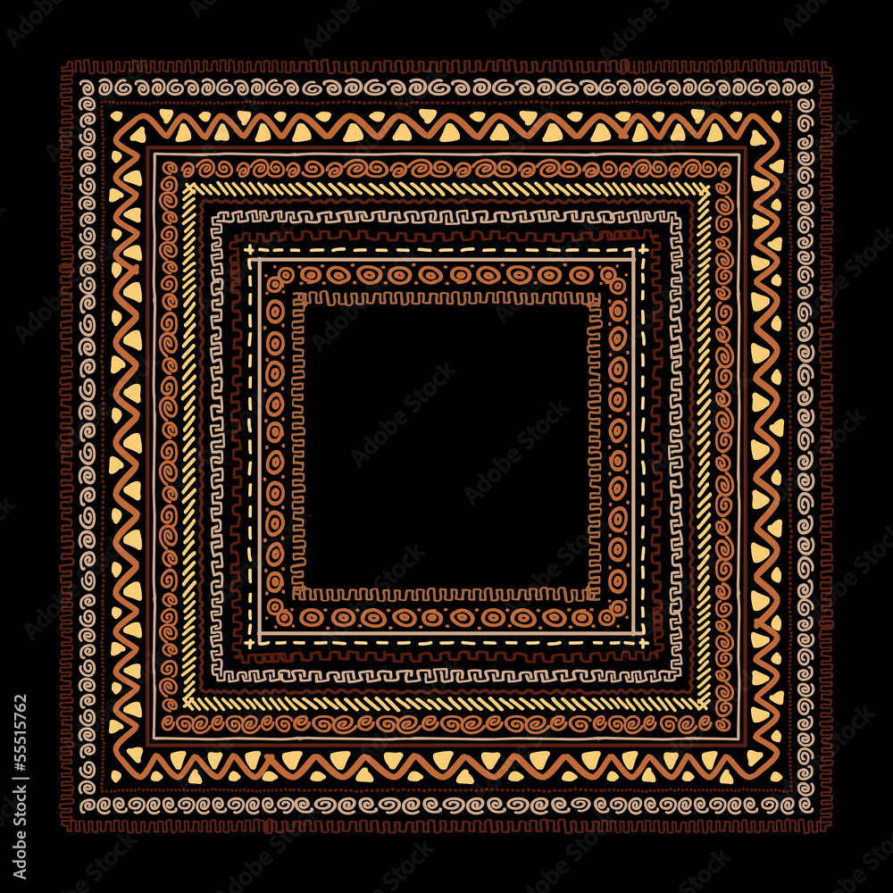 Poster frame with ethnic handmade ornament for your design
