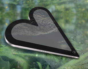 Tablet Heart Grass Sky