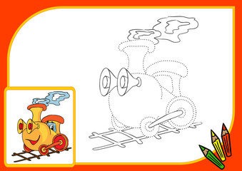 Coloring book. Dot train
