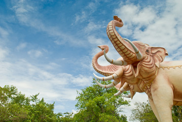 Three heads elephant sculpture in Hat Yai - Thailand