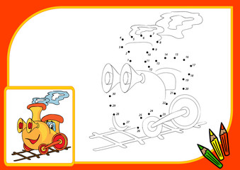 Coloring book. Dot train