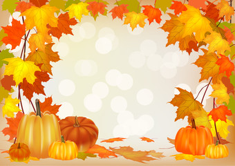 Autumn pumpkin holiday postcard