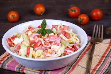 Fresh vegetable salad on plate