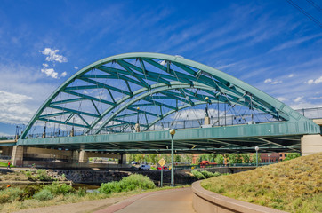 Iron Bridge against Blue Sky in Denver