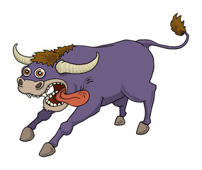 Crazy purple bull, vector illustration