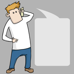man talking on a phone speech bubble, vector