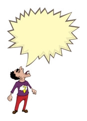 Angry man shouting, with speech bubble