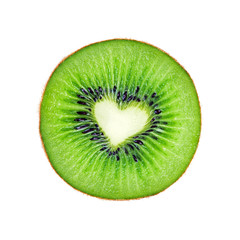 Heart shape slice kiwi fruit macro