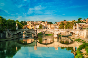 Fototapeta na wymiar Roma, beautifull view with Bridge and Tevere river