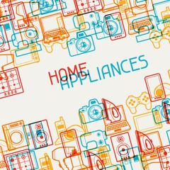 Home appliances and electronics background.