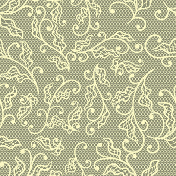 Old lace background, floral ornament. Vector texture.