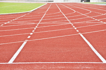 Running race track in public national stadium.