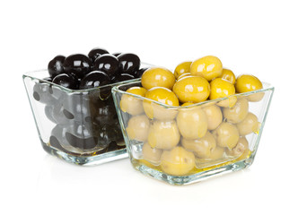 Black and green olives