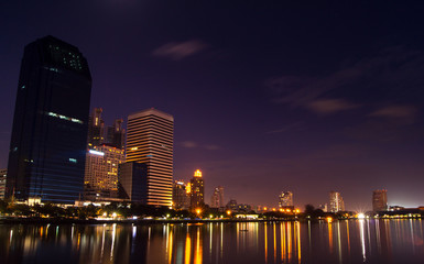 Night Bangkok City   ,reflection of sklyline