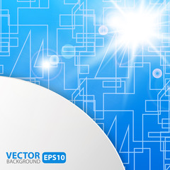 Blue abstract background with sunburst flare