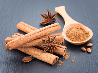 Cinnamon sticks and anise stars