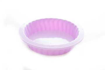 Round silicone cake form (Tart Tin). Isolated on white