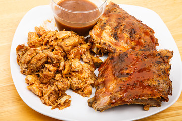 Barbecue Pulled Pork and Ribs with Sauce