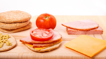 Ingredients for Ham and Cheese Sandwich