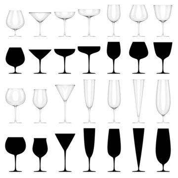 Set of Glasses for Alcoholic Drinks - ISOLATED