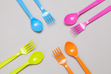 plastic spoon and fork , sharing