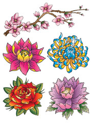Tattoo Flower Set