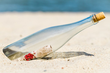 Message in a bottle on the beach