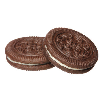 Oreo. Chocolate Cookies With Cream Filling Isolated