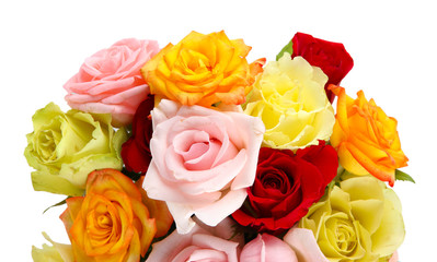 Beautiful bouquet of roses isolated on white