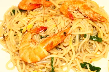 Zelfklevend Fotobehang Fried Prawn Noodle , Hokkien Mee Chinese, Singapore Asia food © teoyeekhai