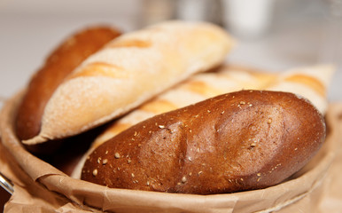 Fresh bread on restaurant table