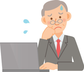 ビジネスマン　シニア　PC