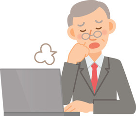 ビジネスマン　シニア　PC