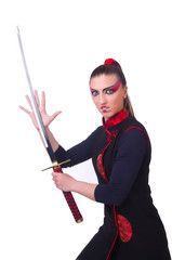 Woman in japanese martial art concept