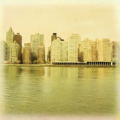 Obraz premium Vintage photo of Manhattan skyline.