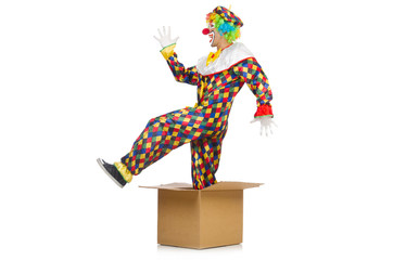 Clown jumping out of the box