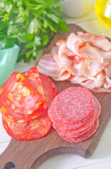 Obraz na płótnie Canvas salami and bacon