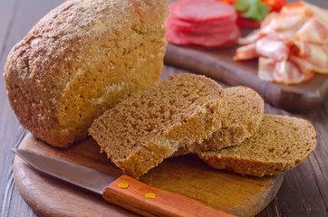 bread, salami and bacon
