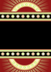 black and red background with neons and stars